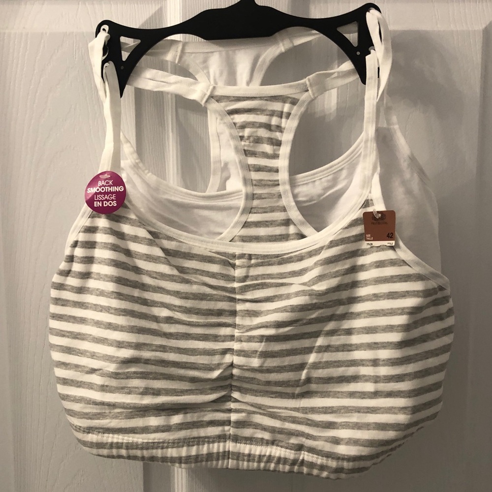 Striped Gray and White bralettes set of 2 NWT